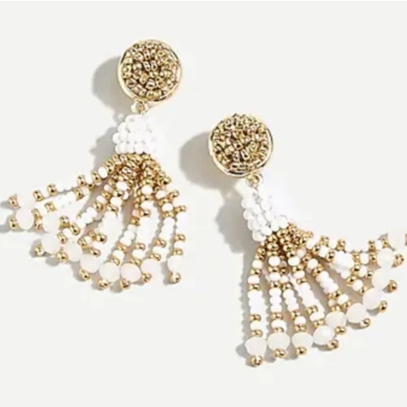 J. Crew Jewelry - J. Crew White & Gold Tassel Earrings NWT